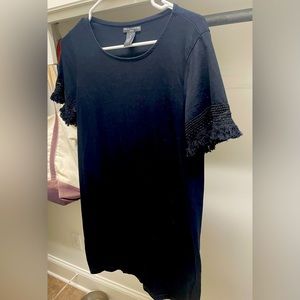 Black knit dress, fringe sleeve! Size medium.